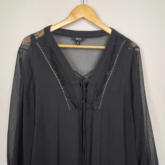 Alyx Sheer Studded Lace‎ Top Plus Size 3X Black Whimsigoth Fairycore 3/4 Sleeves - Picture 5 of 5